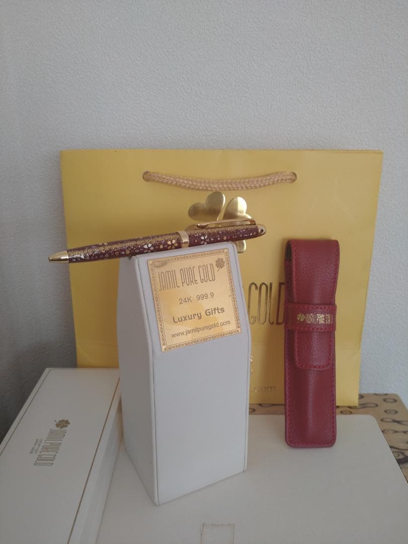  GOLD PEN 螺鈿　本革ケース付き