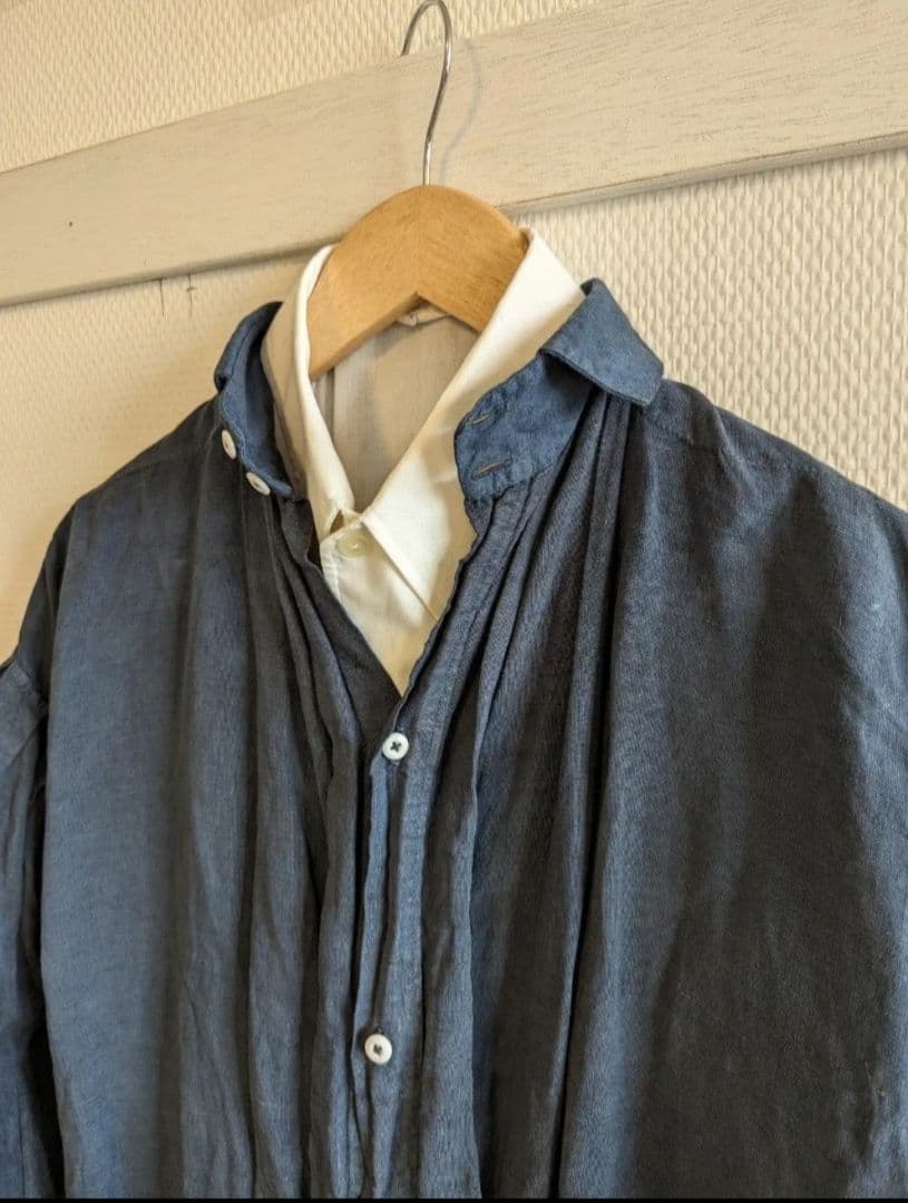 【最終価格】1900s フレンチアンティーク　インディゴリネンスモック