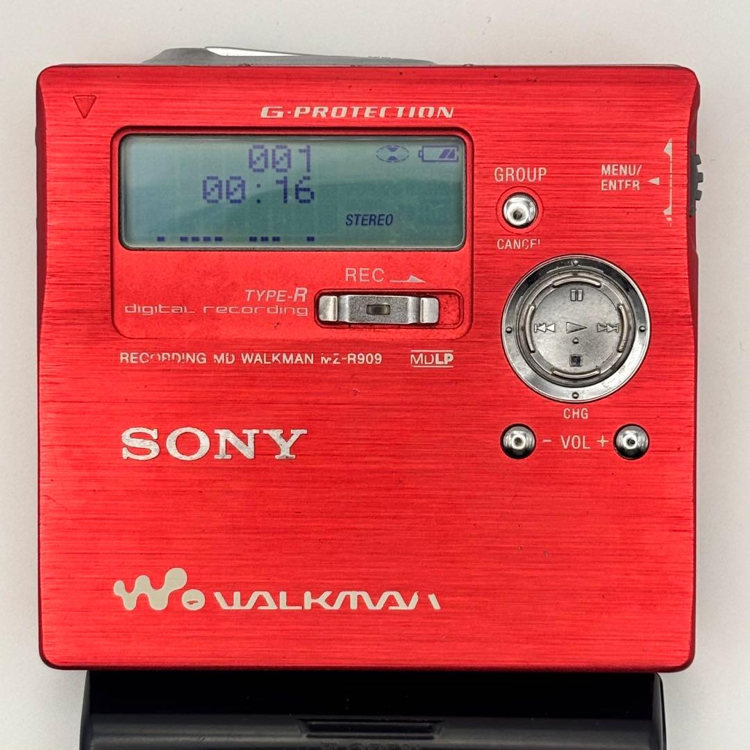 SONY MZ-R909 ソニー MDウォークマン レッド MDレコーダー