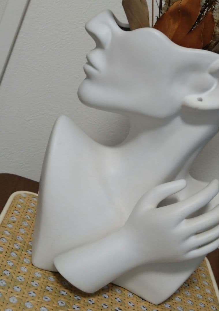 ヴィンテージ フラワーベース　花瓶　人　人物　石膏