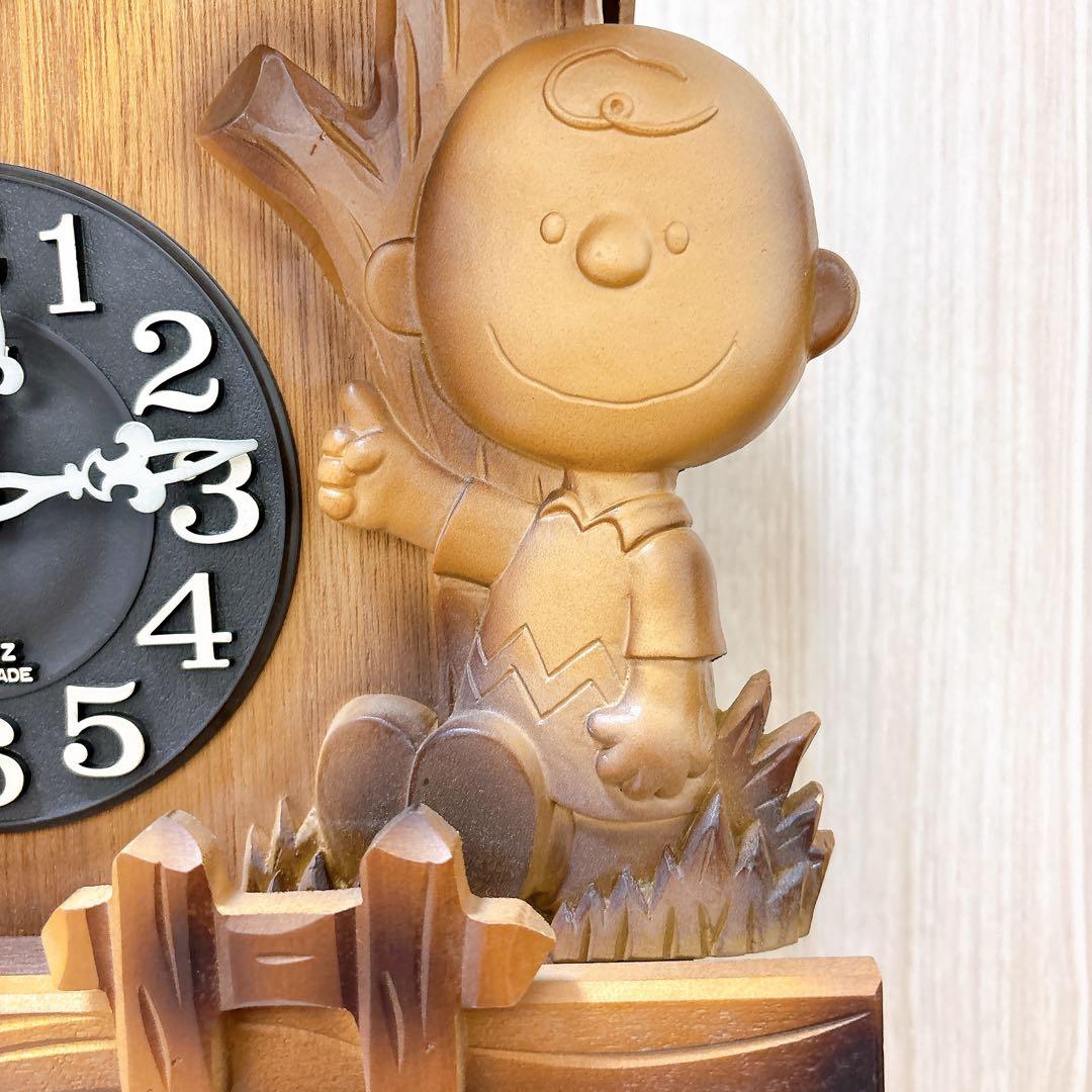 美品✨シチズン スヌーピー　鳩時計　からくり時計　ヴィンテージ　クォーツ　木彫り