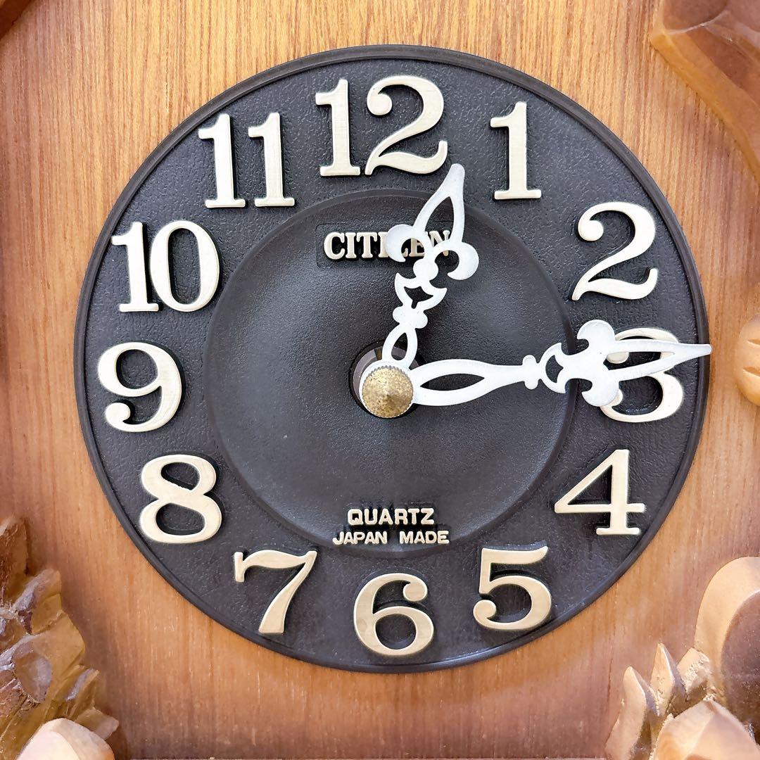 美品✨シチズン スヌーピー　鳩時計　からくり時計　ヴィンテージ　クォーツ　木彫り