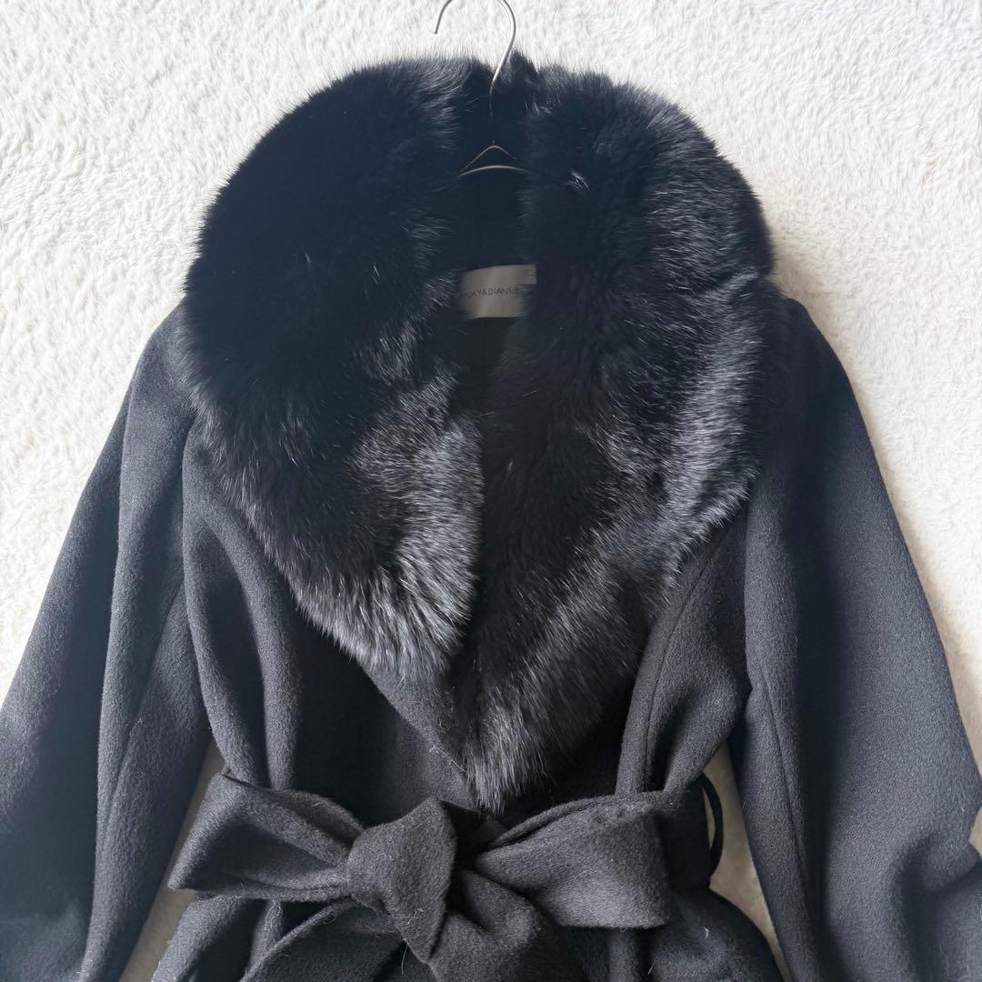 ピンキーアンドダイアン ロングコート ウール カシミヤ混 リアルファー 未使用級