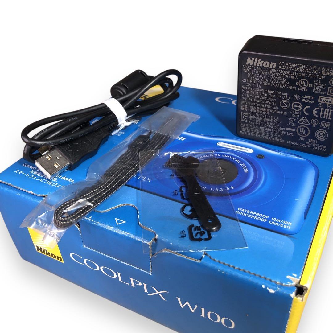 【美品】Nikon COOLPIX W100 デジタルカメラ　ブルー　コンデジ