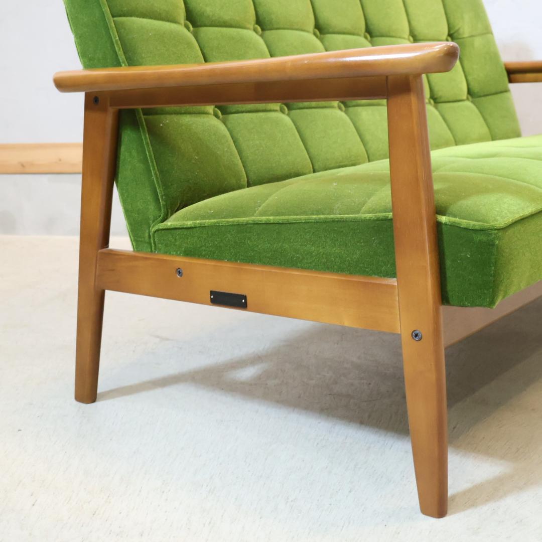 Karimoku カリモク60 モケットグリーン Kチェアー 2人掛けソファー