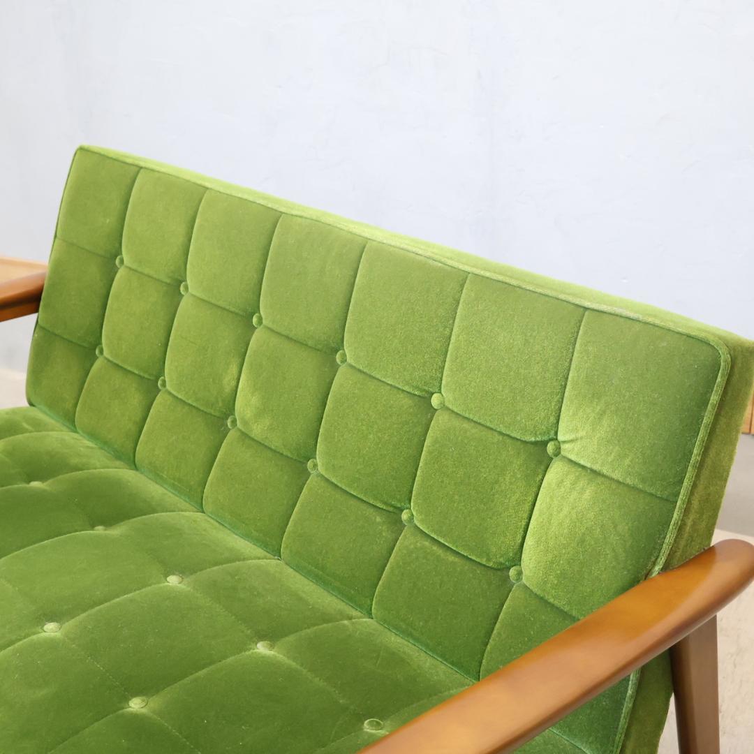 Karimoku カリモク60 モケットグリーン Kチェアー 2人掛けソファー