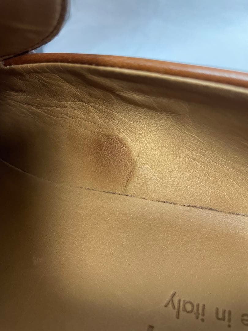 2D110 GUCCI グッチ レザーローファー ライトブラウン 26.0cm