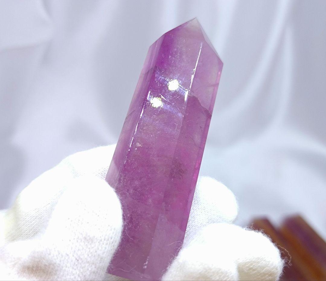 キャンディ フローライト　ポイント　お買い得 4本 セット　六角柱　ストライプ