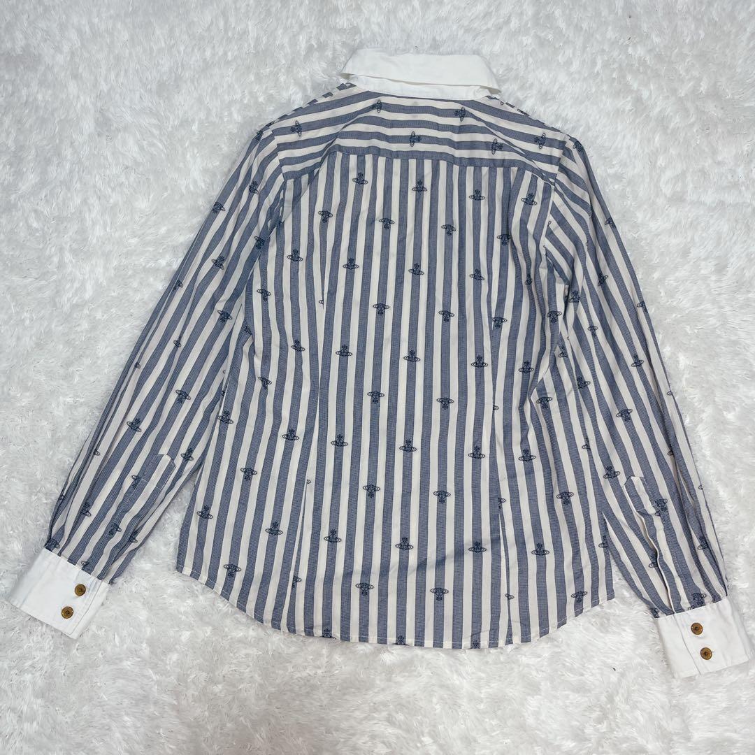 Vivienne Westwood 丸襟 オーブ ストライプ 長袖 シャツ M