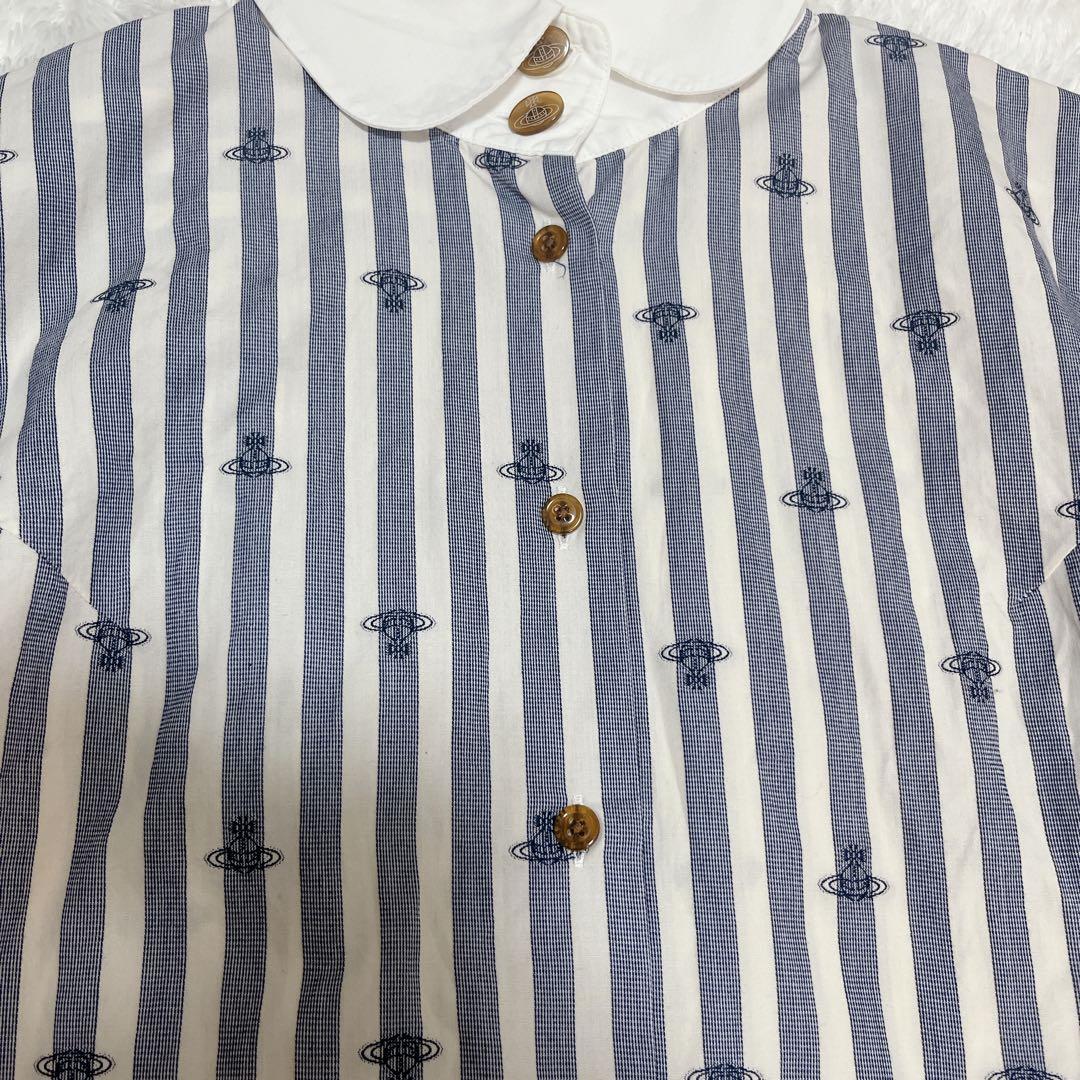 Vivienne Westwood 丸襟 オーブ ストライプ 長袖 シャツ M