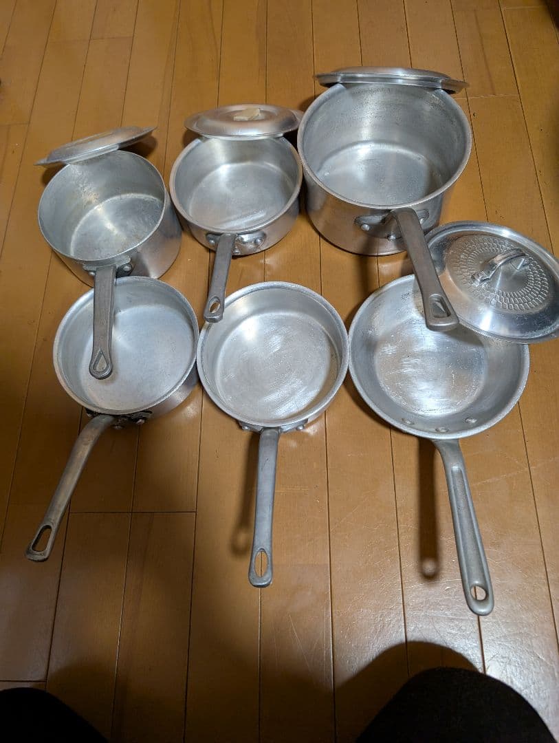 アルミ製片手鍋 6個セット 蓋4付