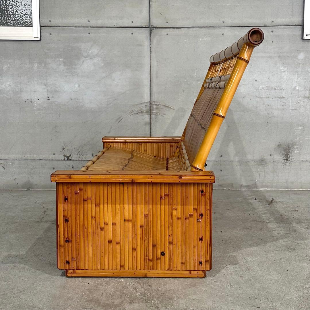 ✿伝統工芸✿ 和風竹家具 “梅里竹芸” 3人掛けソファ アジアン家具　長椅子