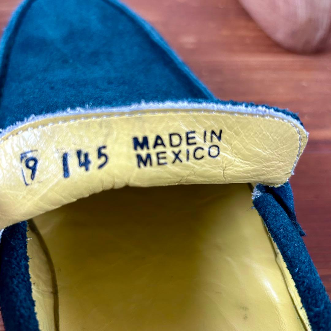 CAMINANDO スウェードローファー アシンメトリー グリーン メキシコ製