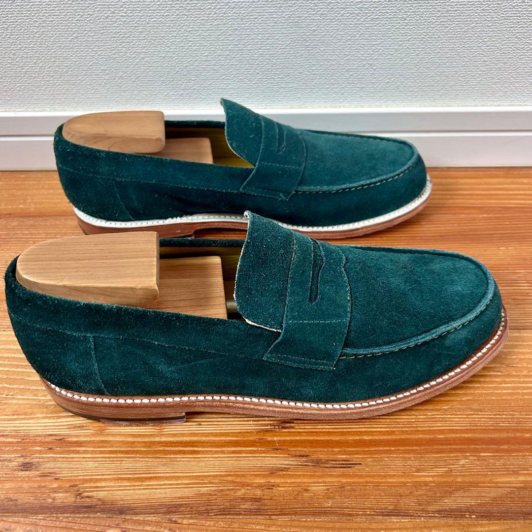 CAMINANDO スウェードローファー アシンメトリー グリーン メキシコ製