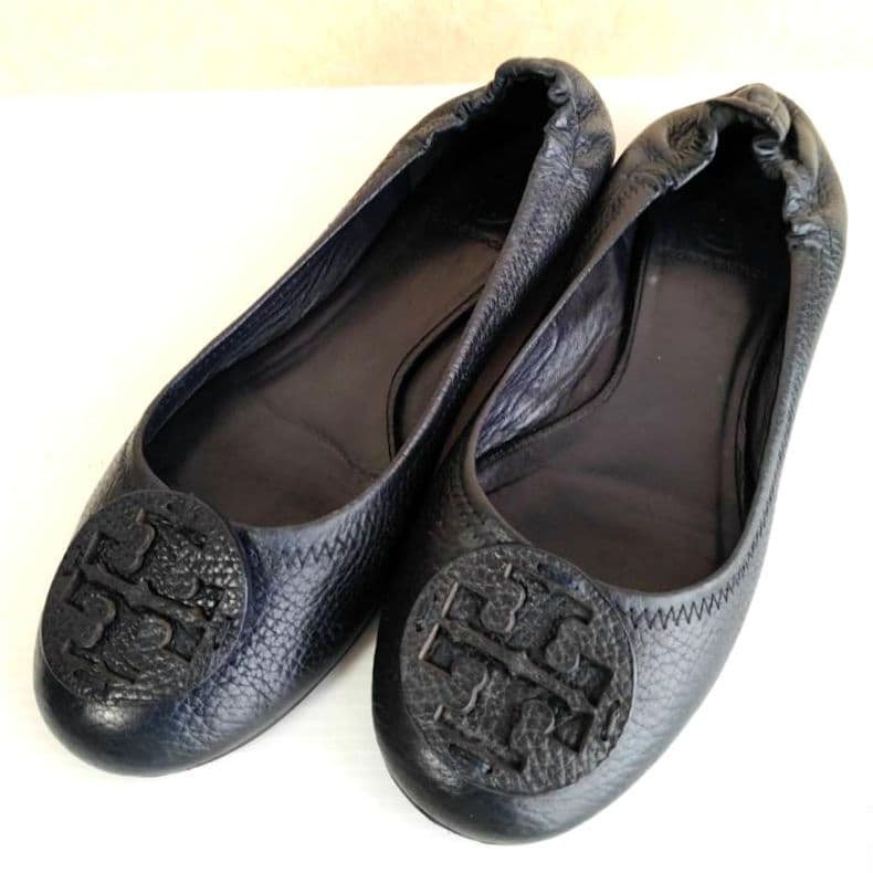 TORY BURCH 黒 ミニー トラベル バレエ レザー