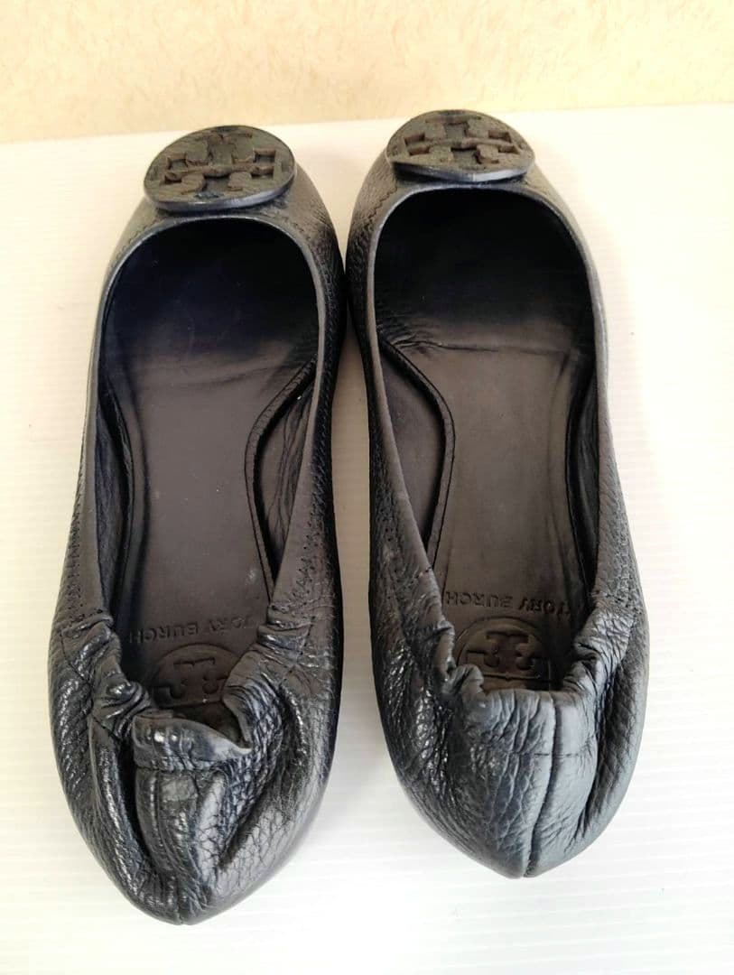 TORY BURCH 黒 ミニー トラベル バレエ レザー