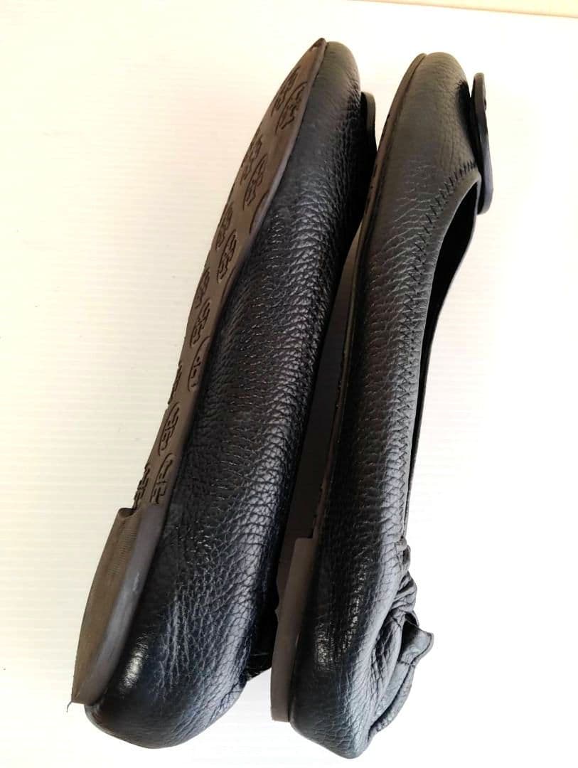 TORY BURCH 黒 ミニー トラベル バレエ レザー