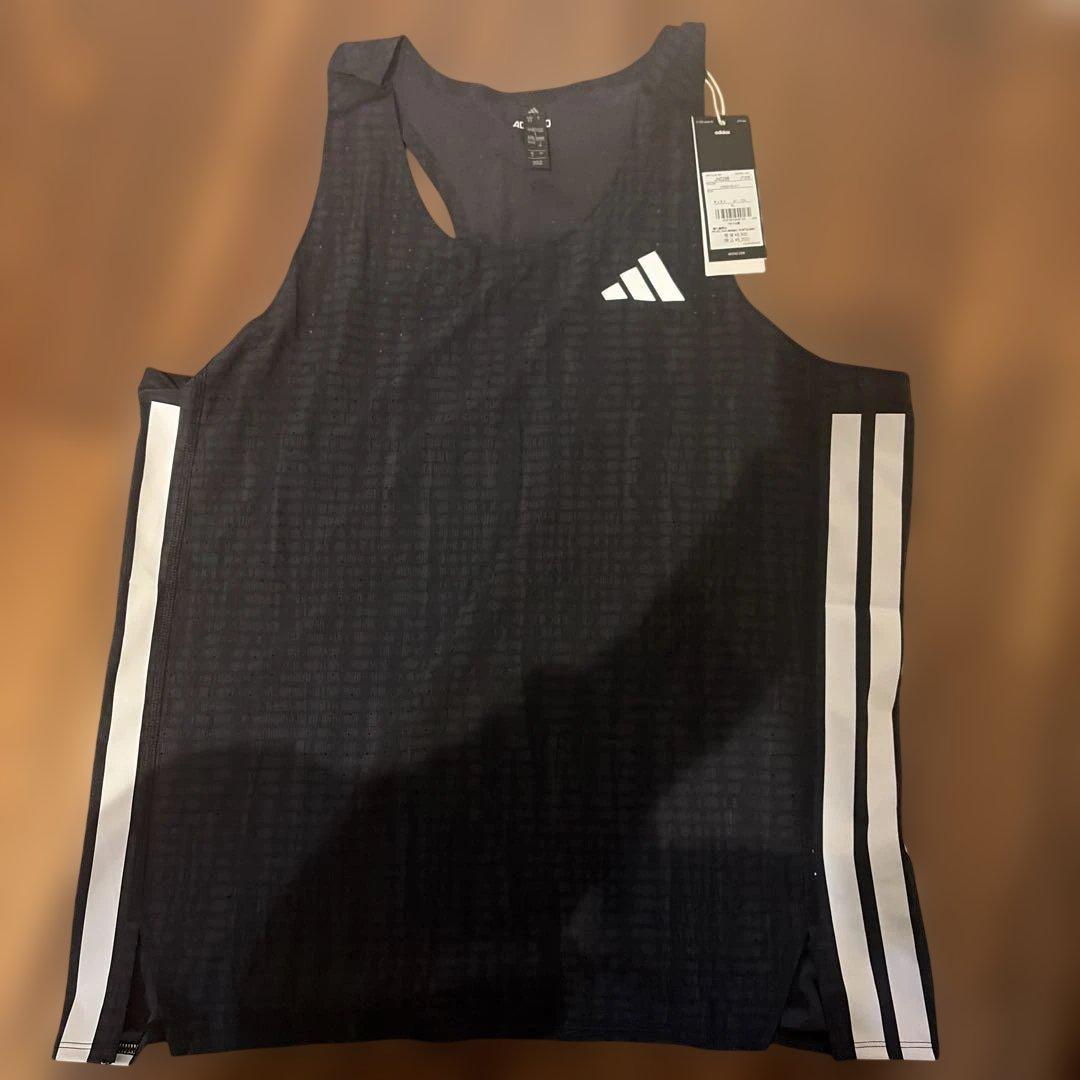 adidas ADIZERO タンクトップ カーボングレー 新品