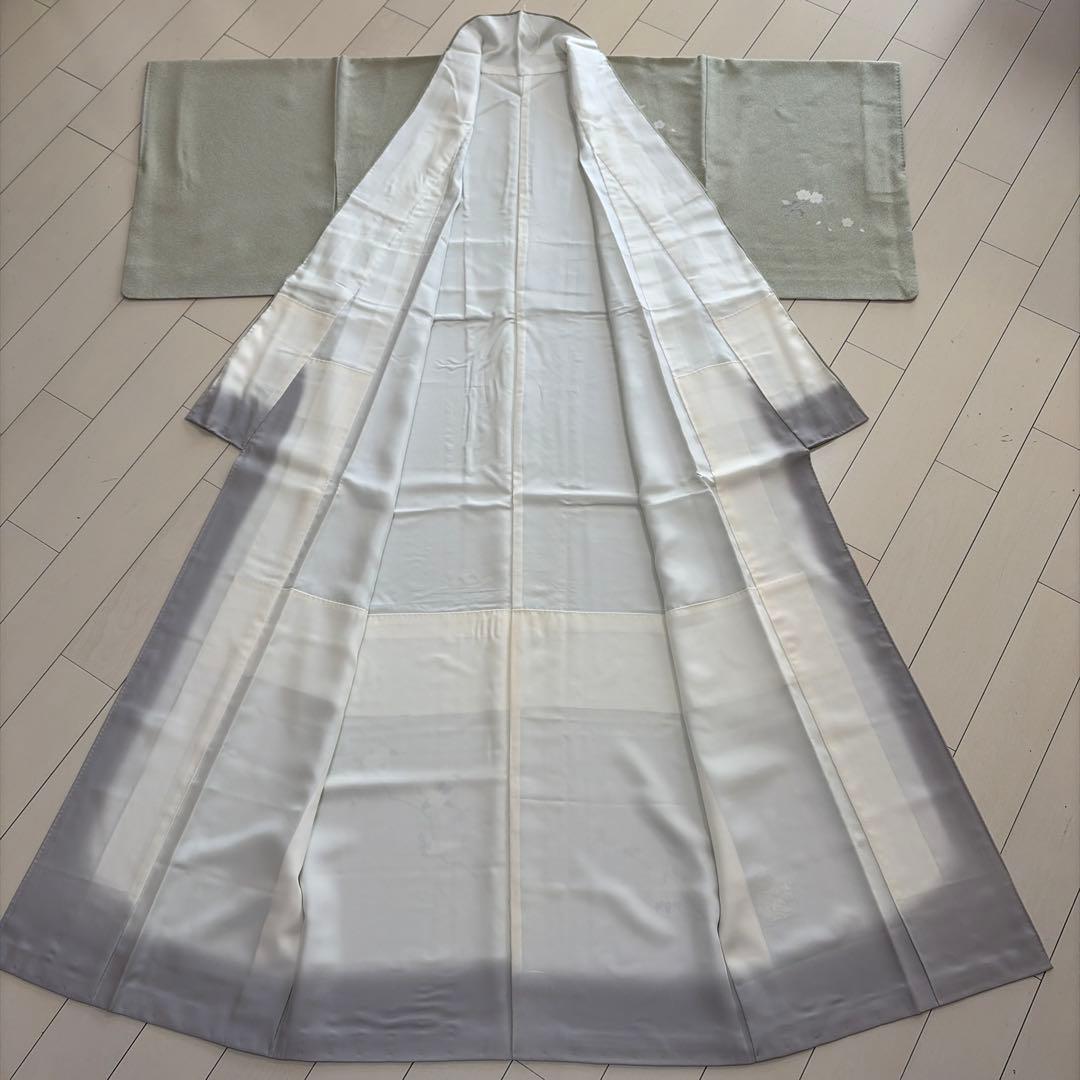 u*位様 ■E5809■未使用品■正絹■若芽色　加賀友禅　刺繍　袷　訪問着■丈1