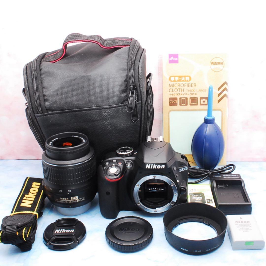 ニコン D3300☆一眼レフカメラ☆バッグ付☆美品＆S数少☆初心者向け