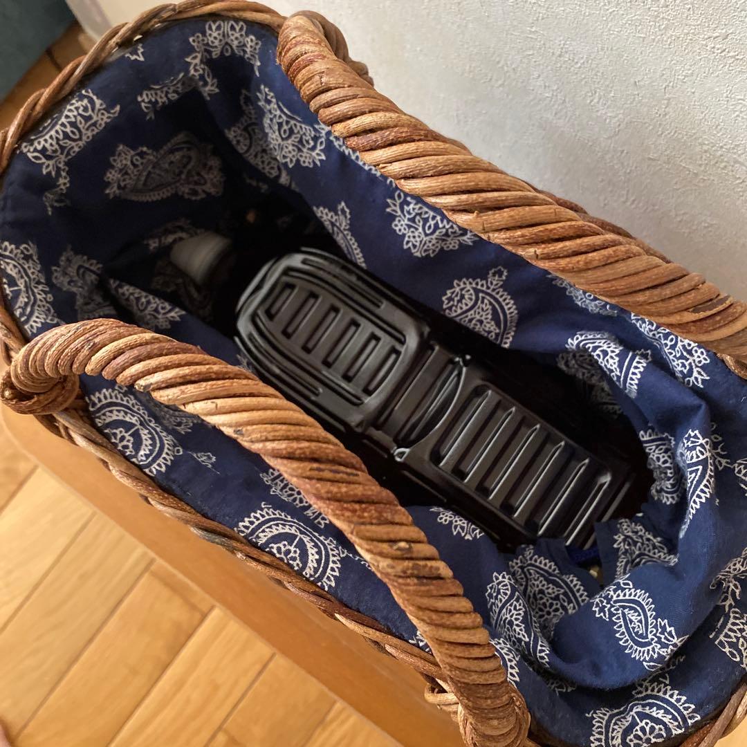 あけびかごバッグ ネイビーペイズリー
