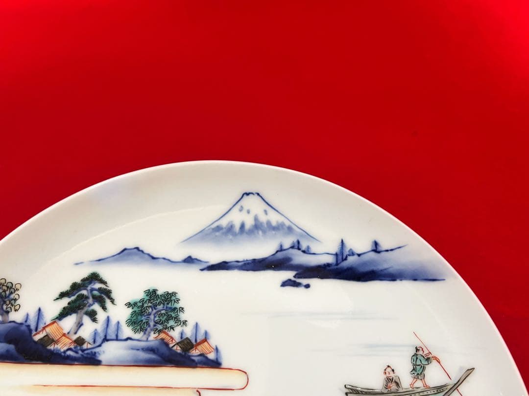 古美術 富嶽三十六景 武陽佃島　今右衛門作 飾り皿　木箱付き コレクション