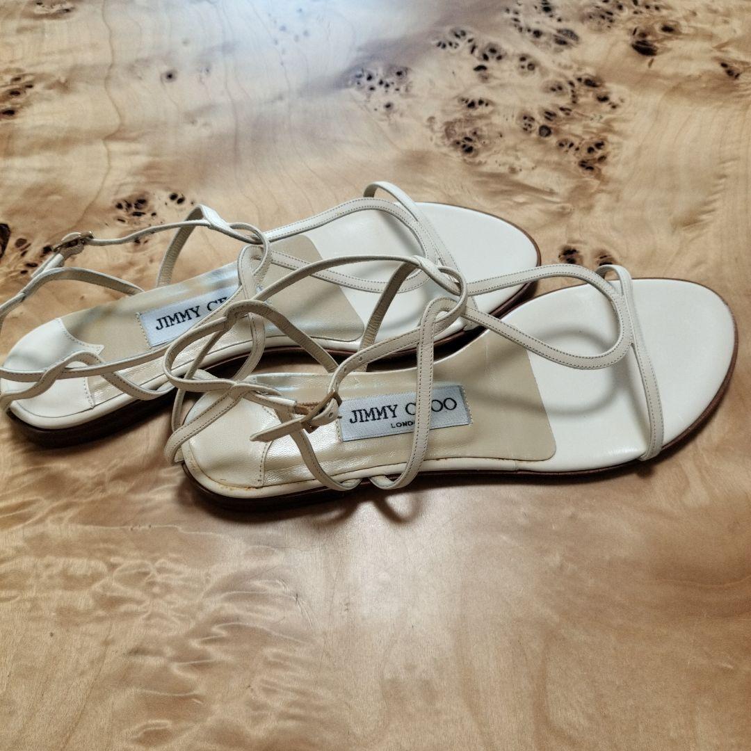 未使用 JIMMY CHOO レザー サンダル ホワイト サンダル ホワイト