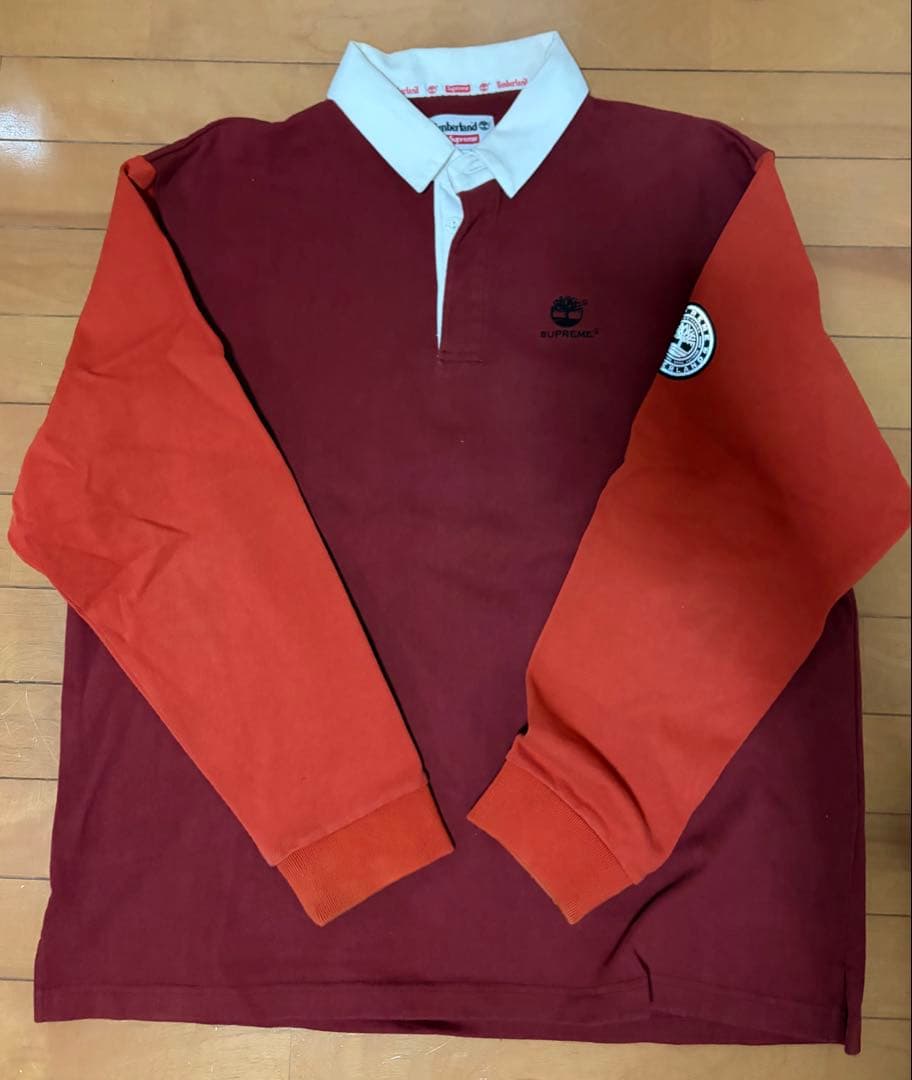 SUPREME ×TIMBERLAND ラガーシャツ 赤/オレンジ