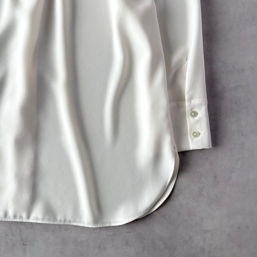 極美品　セオリー　長袖　ジョーゼット　タイブラウス　白