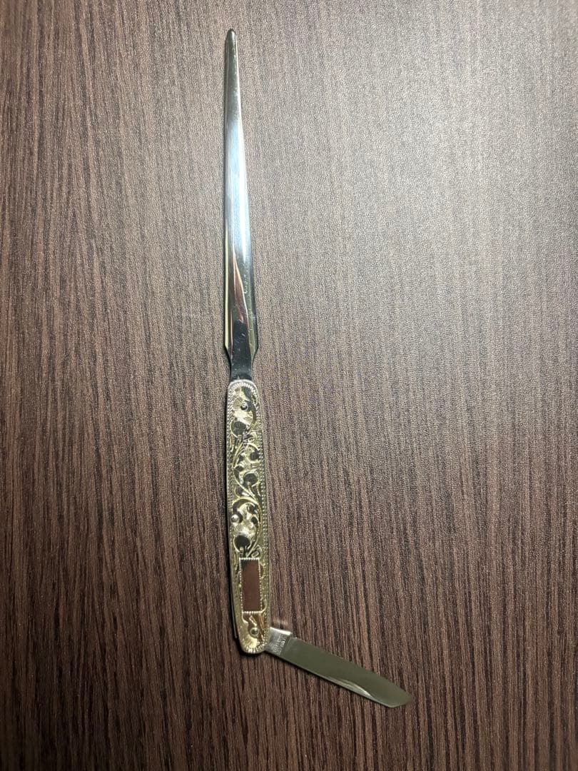 藤本保広工房 #21 純銀製ペーパーナイフ Fウィング刻印 桐箱付