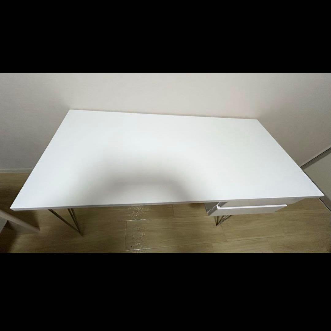 【完成品】120cm デスク パソコンデスク 机 学習机 勉強机 ホワイト