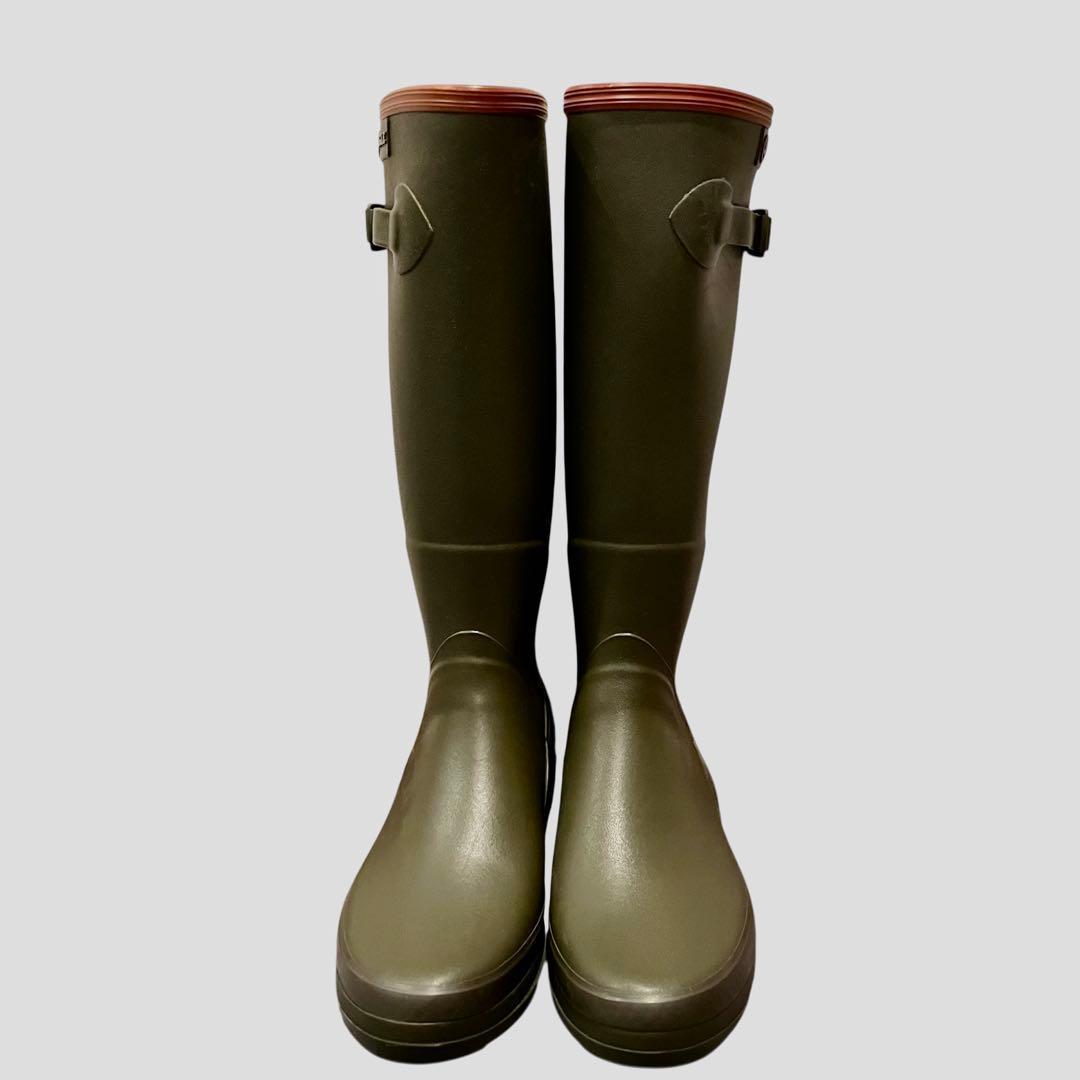 【極美品】AIGLE エーグル カーキ ロングブーツ レインブーツ バックル付き