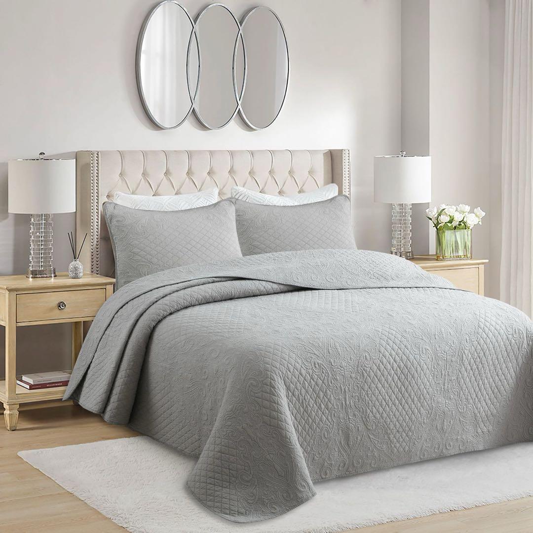 キルトベッドカバー3点セット綿マルチカバー キルティング MY03