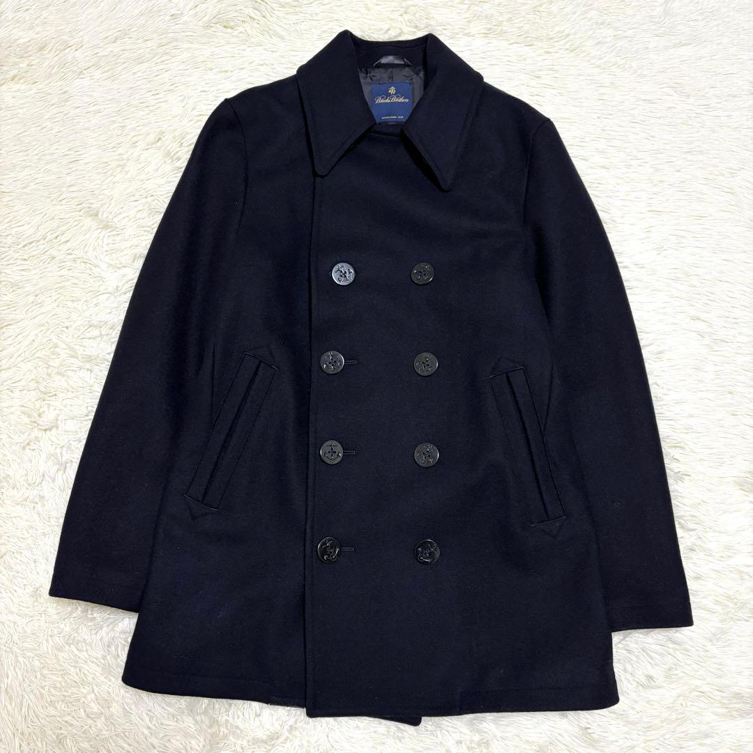 美品 ブルックスブラザーズ ピーコート ネイビー　ウール メンズ ダブル S
