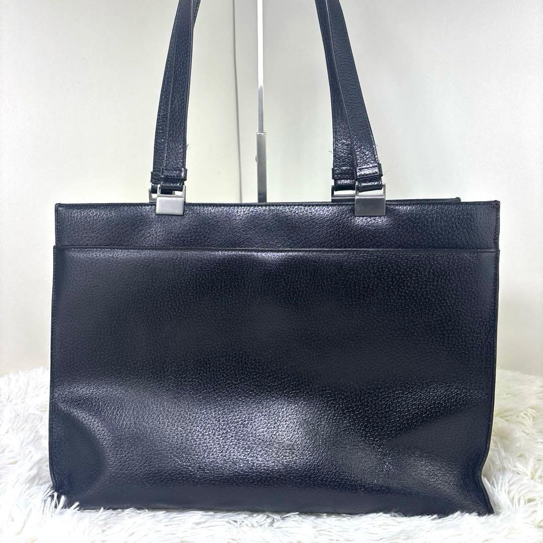 [希少無地.美品] グッチ トートバッグ　ビジネスバッグ　A4 自立　シボ革