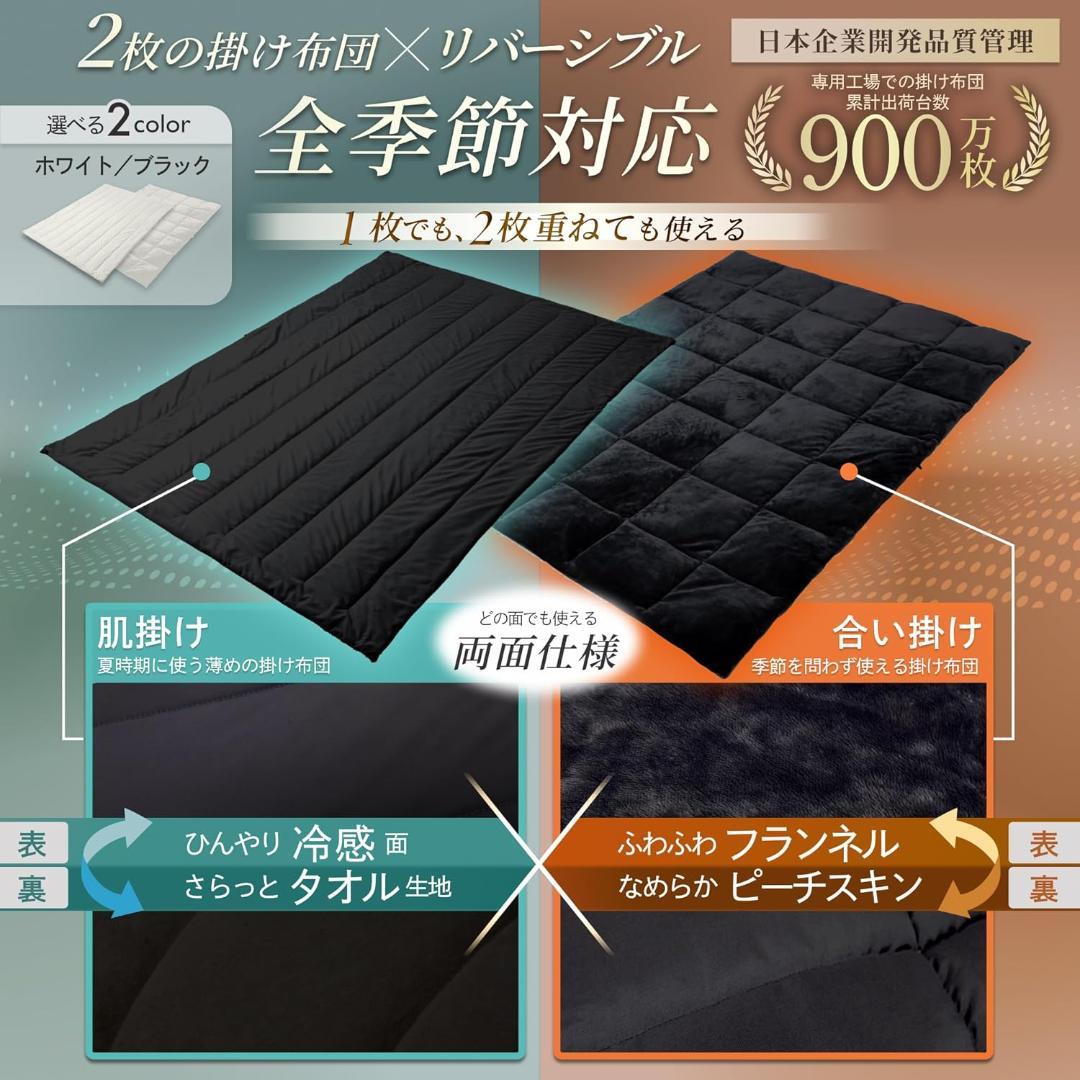 GOKUMIN 掛け布団 2枚合わせ オールシーズン 吸湿発熱 シングル 白