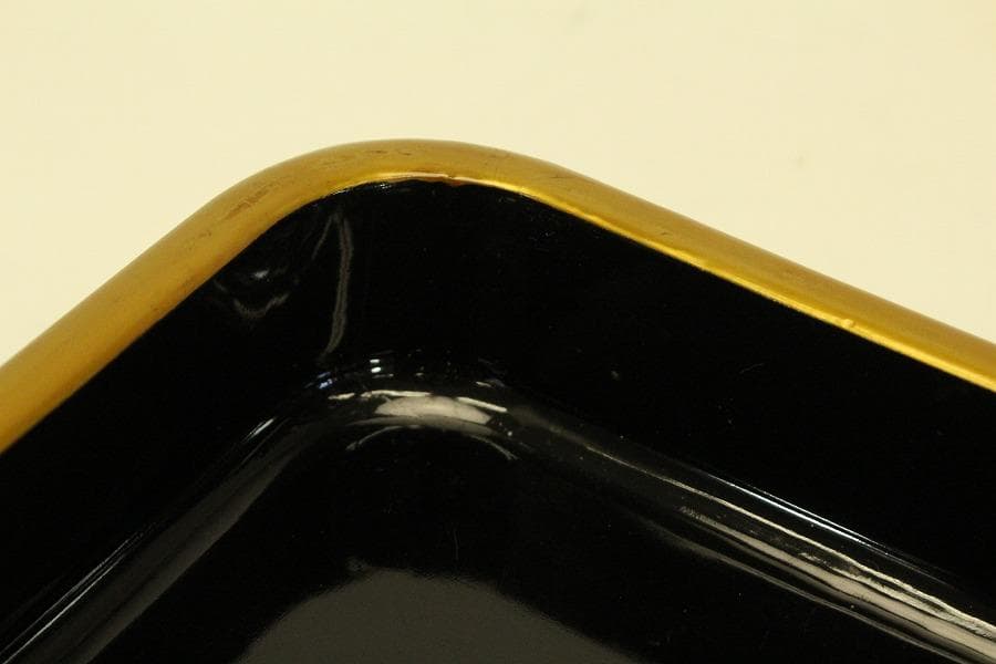 扇蒔絵 四方 廣蓋 煎茶盆 香盆(ZE705)