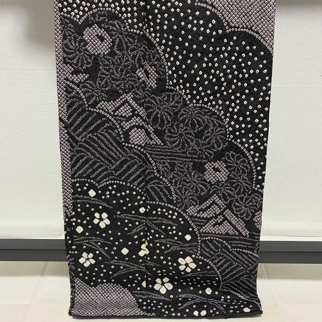 D167 訪問着　藤娘きぬたや　総絞り　花模様　正絹　着物袷　極美品