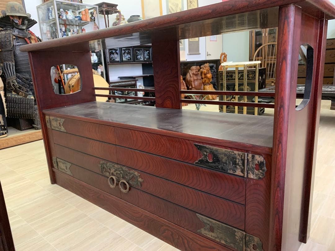 木製伝統的日本棚、3引き出し付き