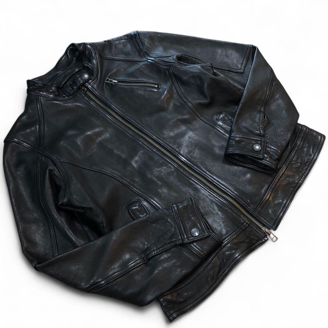 AVIREX シングル ライダース レザージャケット 羊革 ラムレザー M