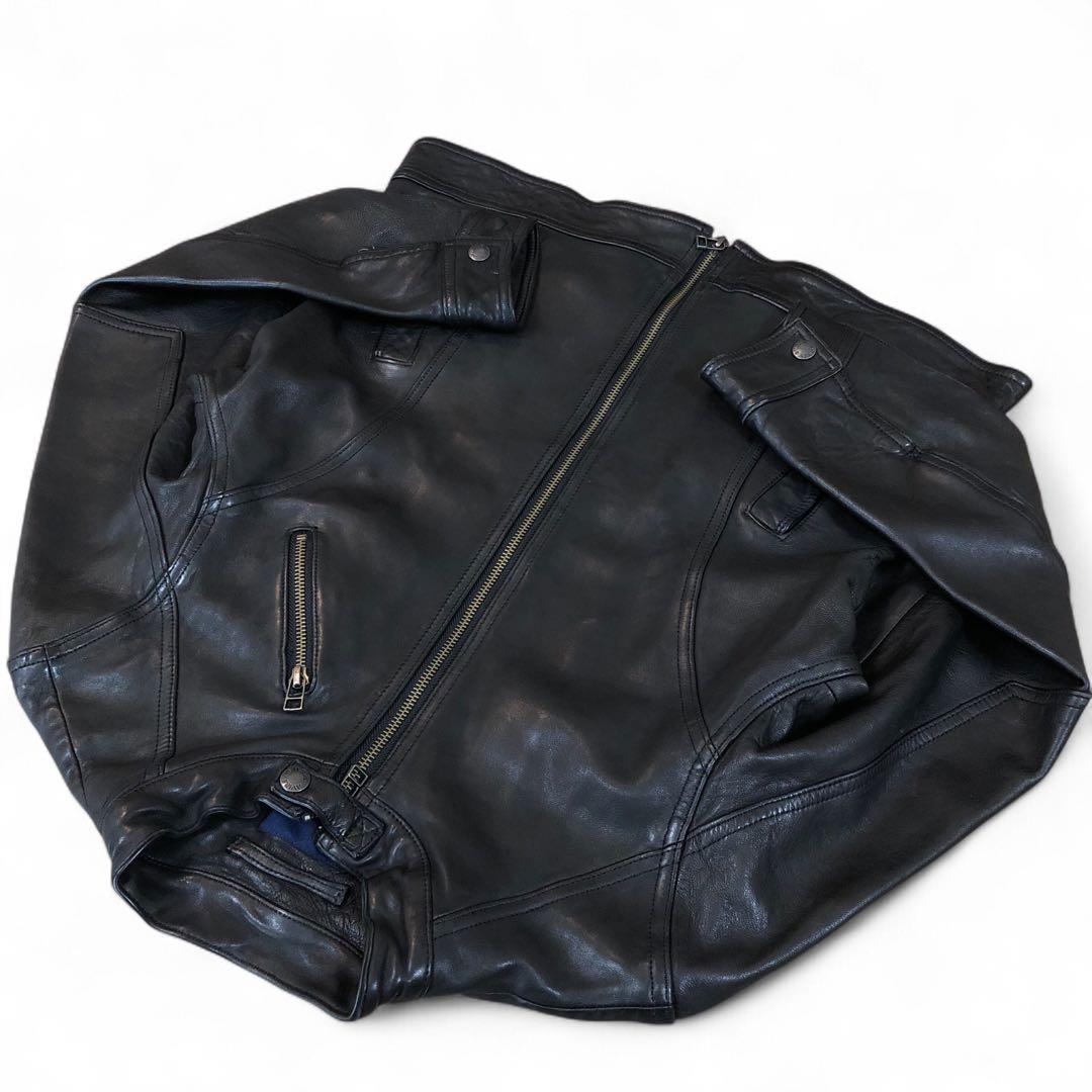 AVIREX シングル ライダース レザージャケット 羊革 ラムレザー M