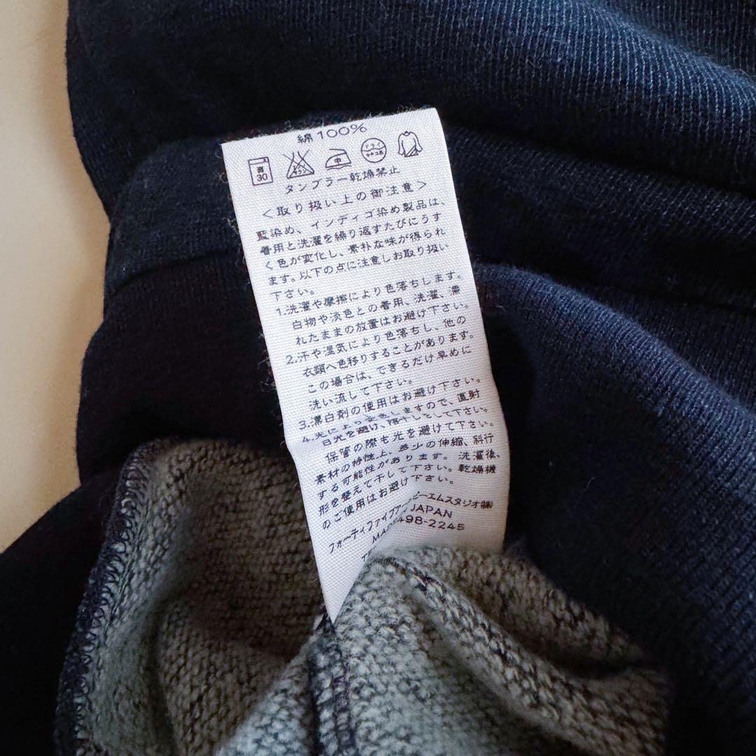 45rpm 45R クルーネックスウェット インディゴブルー 3 藍染め　R刺繍