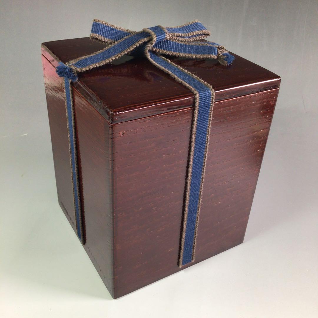 Ｒ３００　陶棗　『佐久間芳丘造』『表千家　堀内宗完　箱書』『金地雲錦文』　二重箱