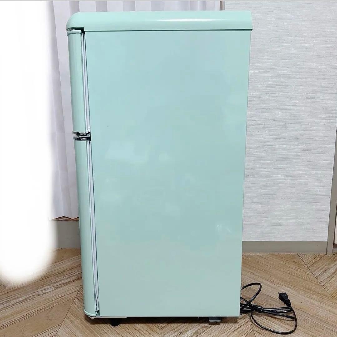 ミントグリーン 冷蔵庫 ダブルドア レトロPRR-082D-LG 2023年製
