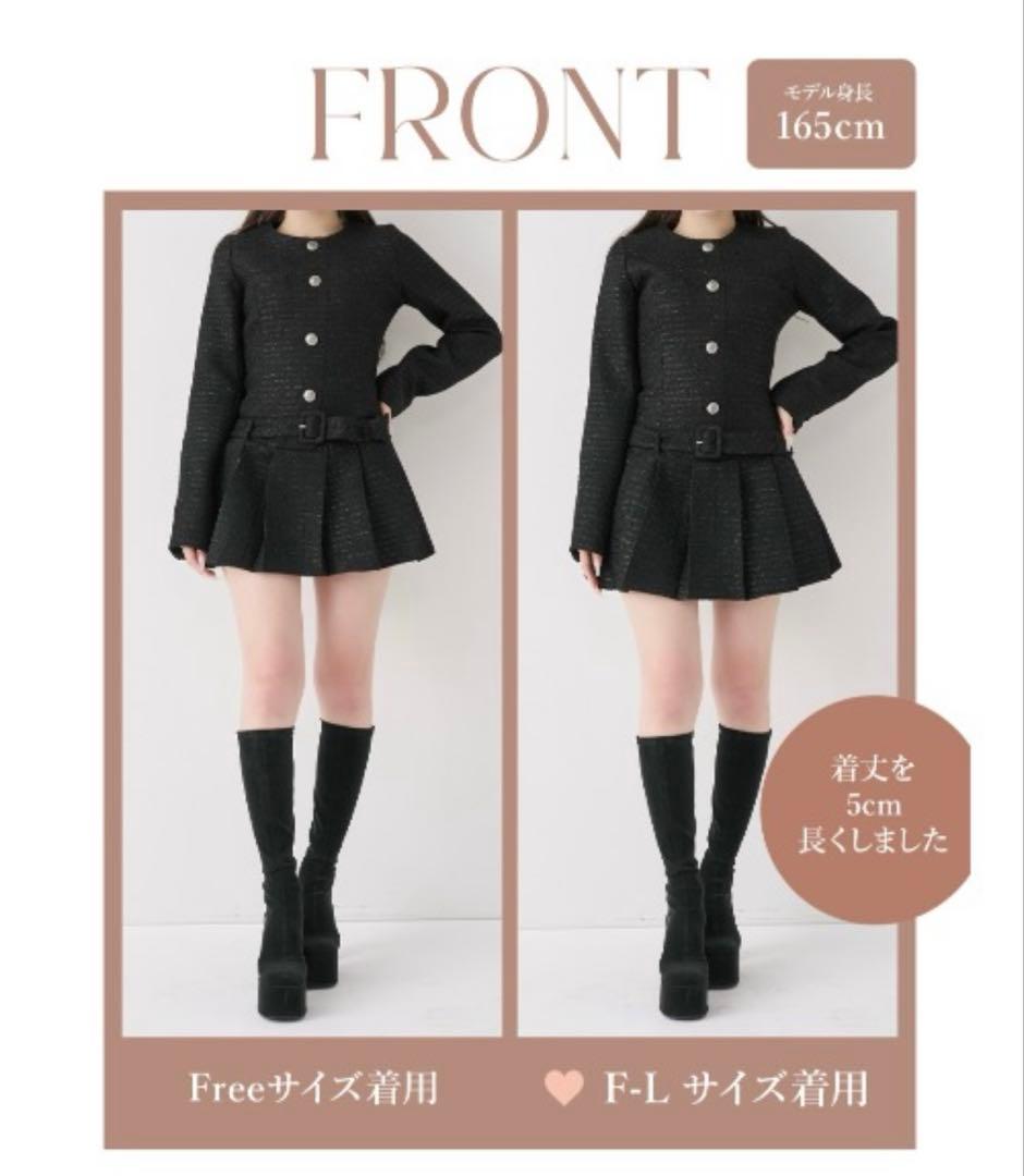 Darich ダーリッチ ボックスプリーツツイードミニワンピース ホワイト