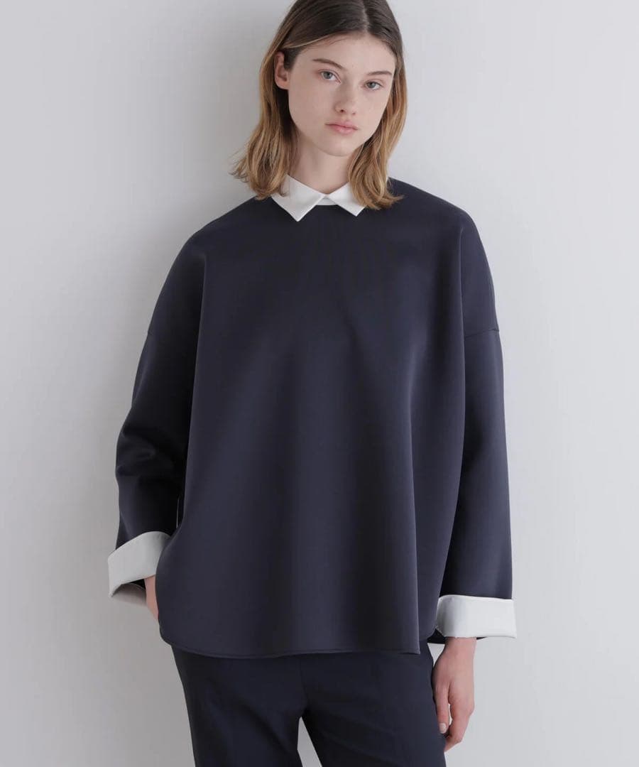 LE PHIL ルフィル スキューバーダンボールブラウス　ネイビー