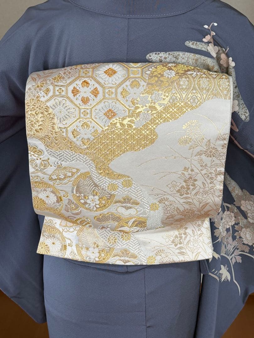 専用3000円引4点フルセット　正絹訪問着　袋帯　帯揚げ　帯締め袋帯リバーシブル