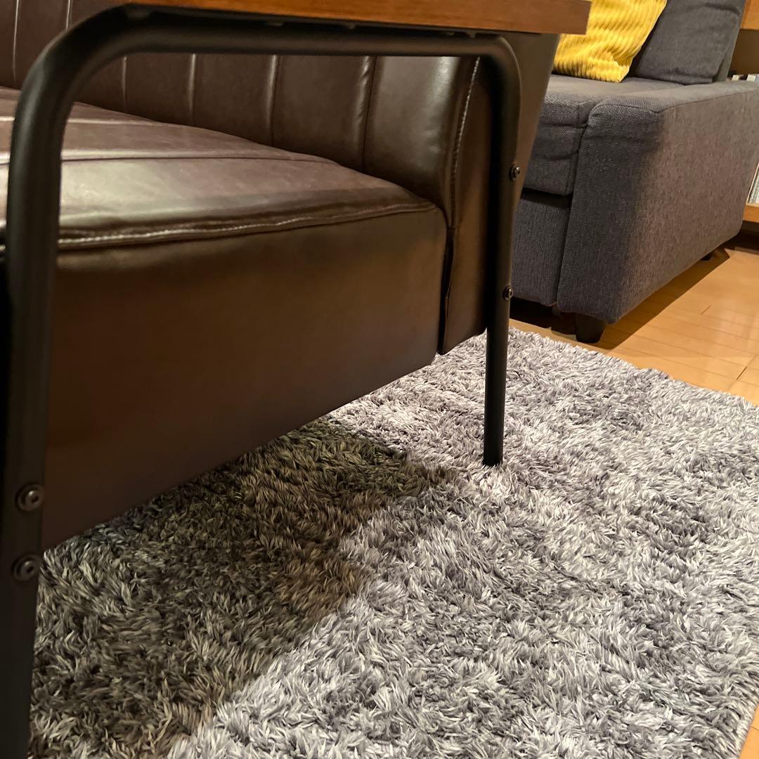 美品　ニトリ　2人掛けソファ 合皮タイプ (ステイン2KD Nシールド DBR)