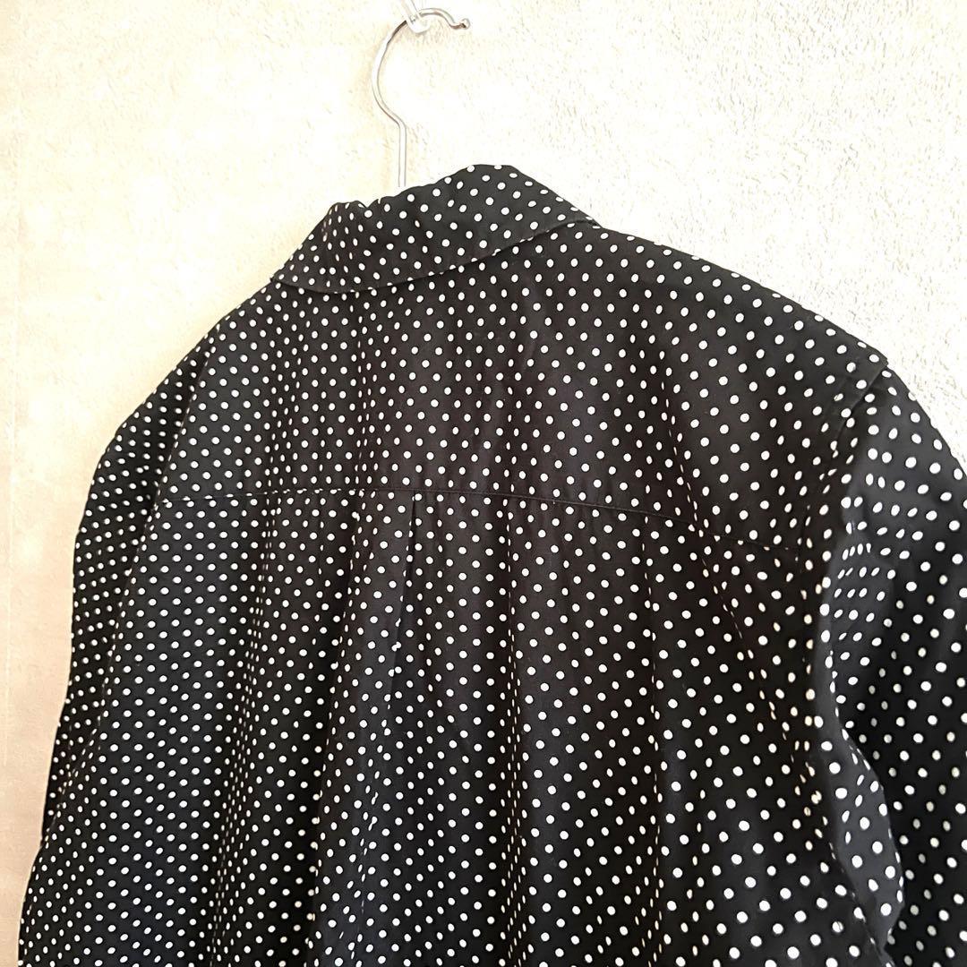 希少 08年製 ブラックコムデギャルソン ドット柄 丸襟 デザインシャツ