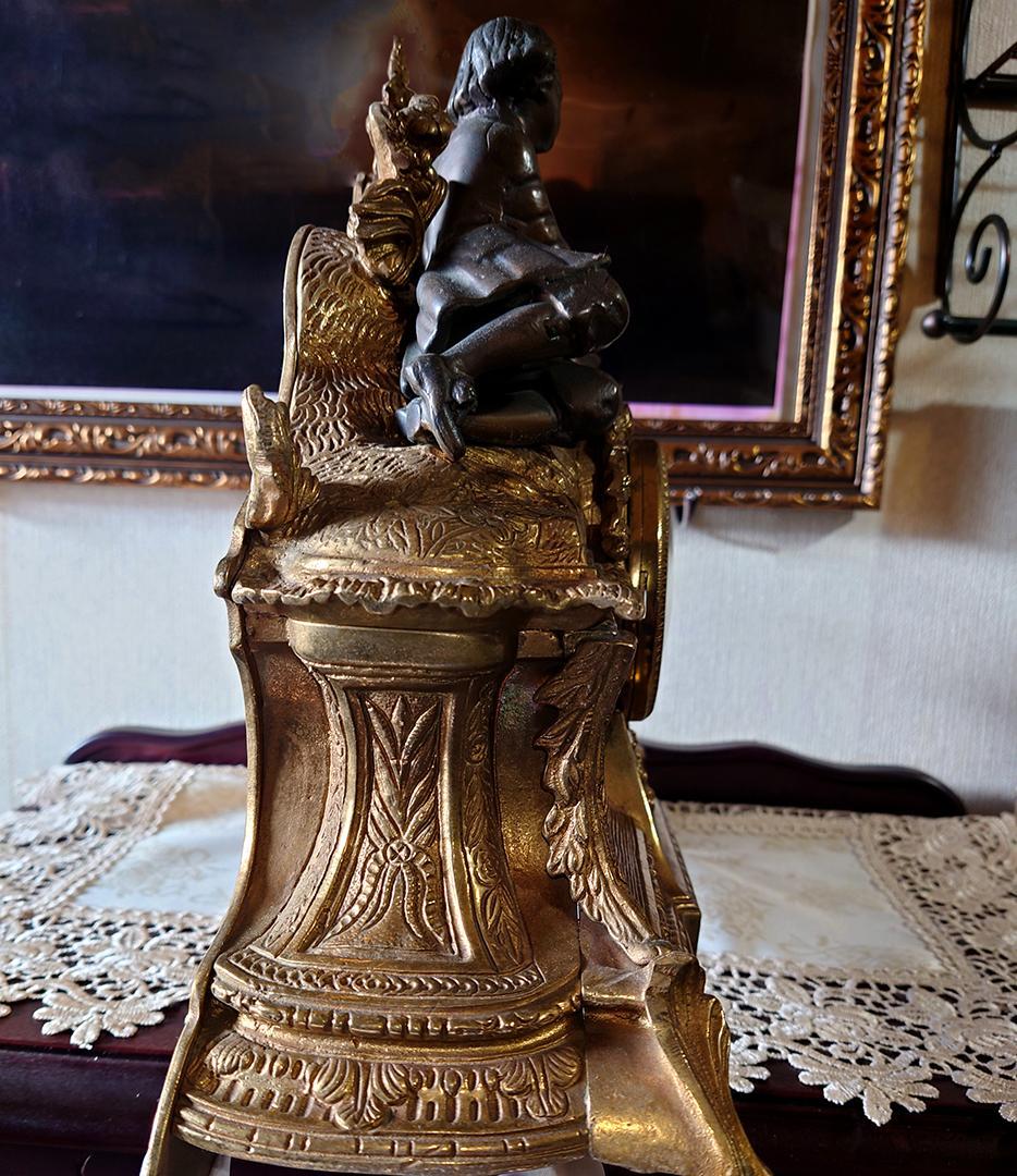 イタリア製置時計 インペリアル ブロンズ像 骨董品 アンティーク 動作確認済